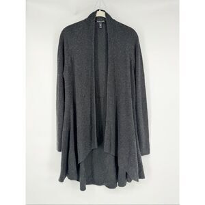 Eileen Fisher Silk Cashmere Long Open Cardigan Charcoal Grey Size Medium EUC